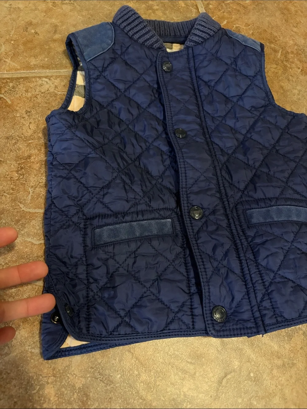 Burberry Quilted Navy Button-Front Vest